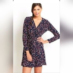 Miss Sixty M60 Womens Navy W/Red White Circle Pattern Faux Wrap Dress Size 8